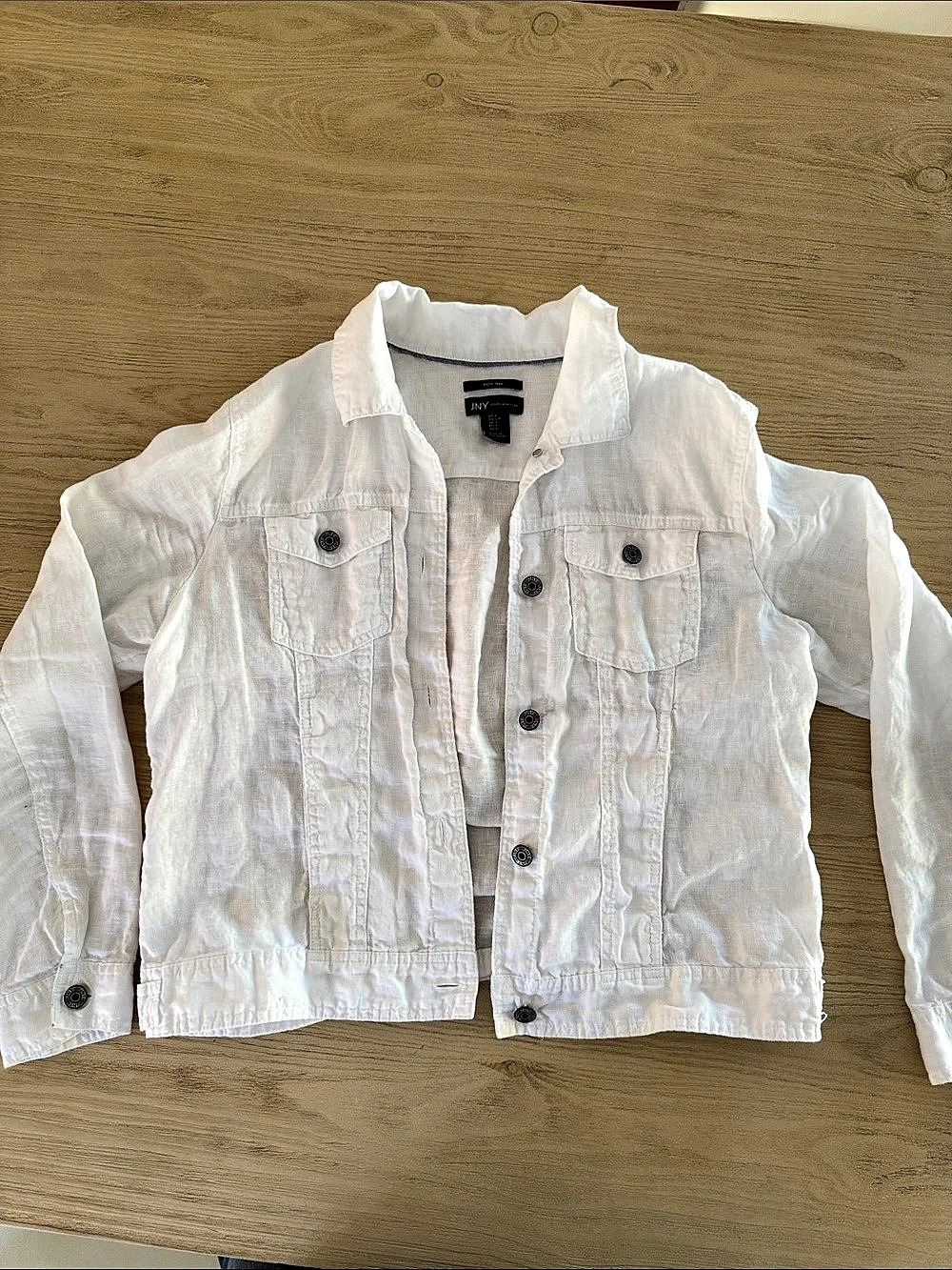 Jones New York JNY 100% Linen Trucker Jacket White